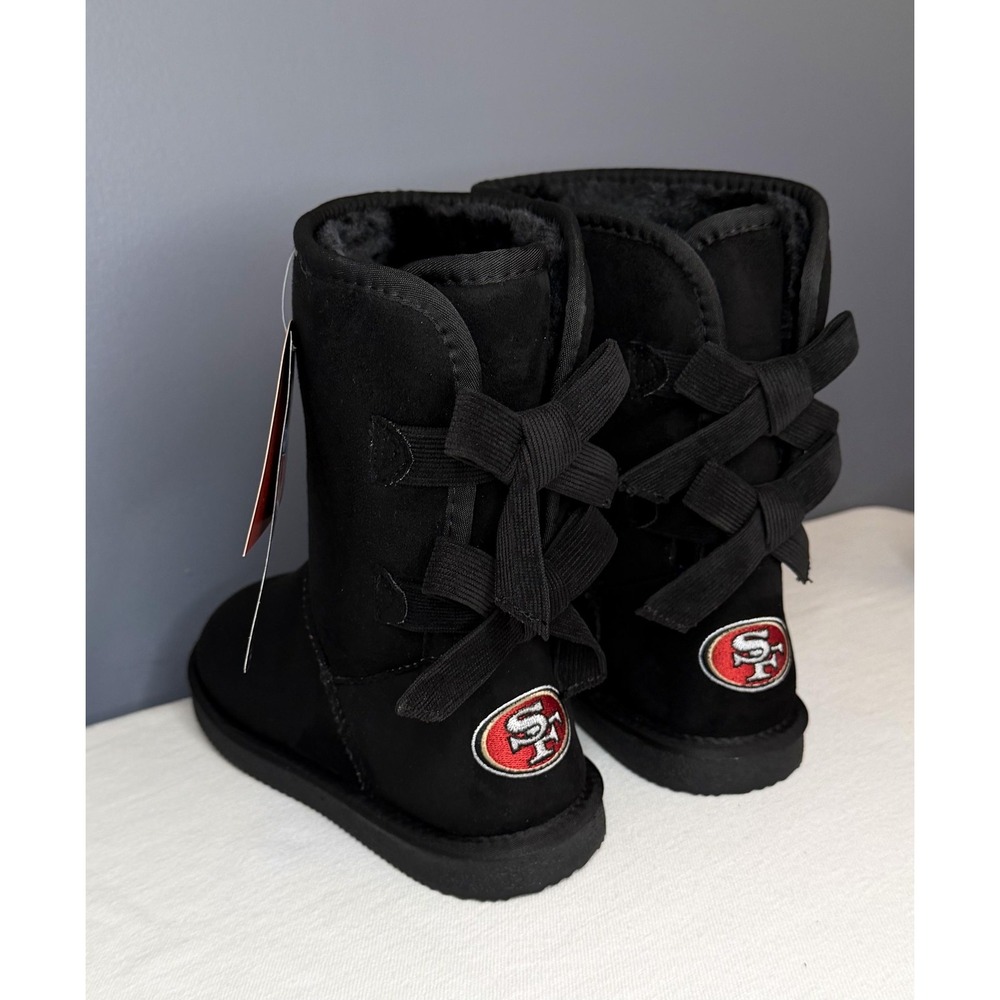 San Francisco 49ers Boots Womens 11 Black NFL Football Team Apparel Faux Fur